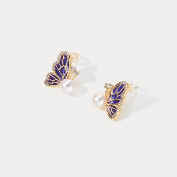 Butterfly Pearl Earrings Cheap