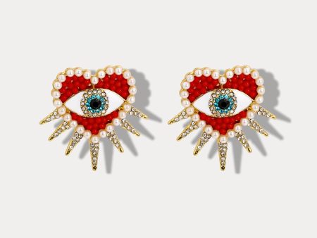 Heart Sun Diamond Evil Eye Earrings Cheap