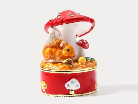 Mushroom House Squirrel Jeweled Trinket Box Online Hot Sale