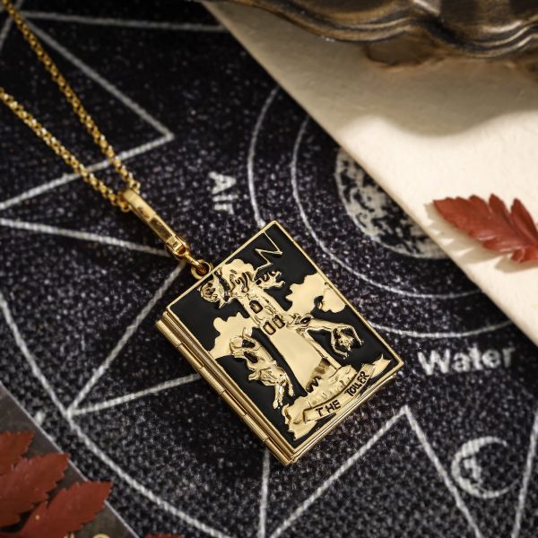 Tarot Locket Necklace-The Tower Hot on Sale