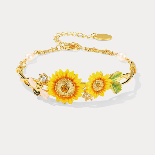 Sunflower & Bee Bracelet Fashion