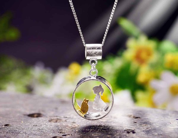 Boy and Girl Meets Cat Pendant Hot on Sale