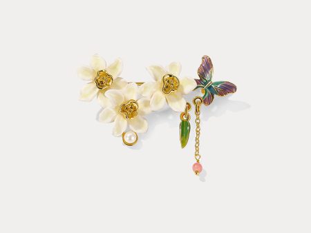 Daffodils & Butterfly Brooch Hot on Sale