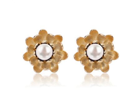 Pearl Lotus Stud Earring Cheap