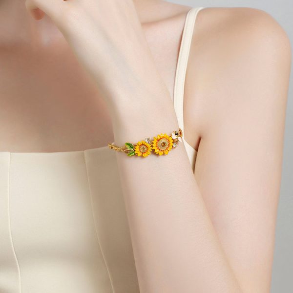 Sunflower & Bee Bracelet Fashion