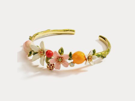 Orange Cherry Flower Cuff For Discount