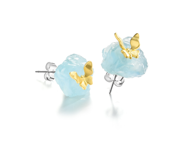 Aquamarine Butterfly Stud Earring Supply