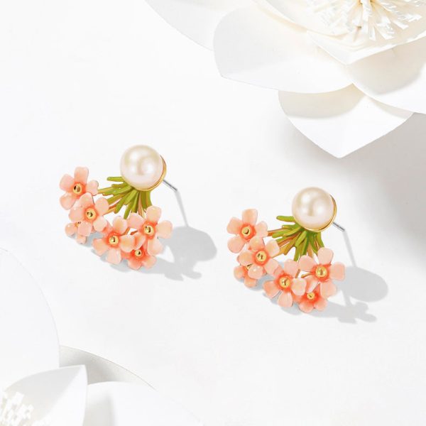 Pink Verbena Ear Jacket Earrings Supply