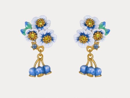 Enamel Flower Blueberry Earrings Supply