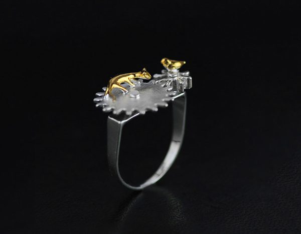 Bird & Cat Gear Ring For Cheap