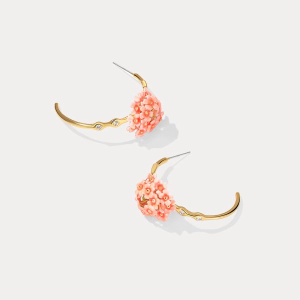 Pink Verbena Hoops Earrings Cheap