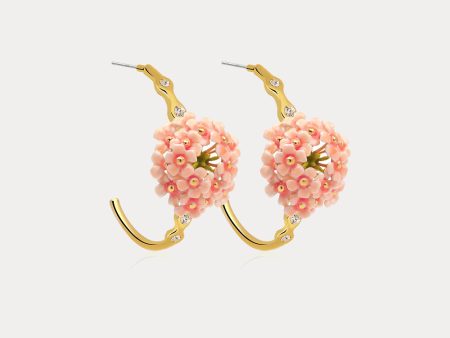 Pink Verbena Hoops Earrings Cheap