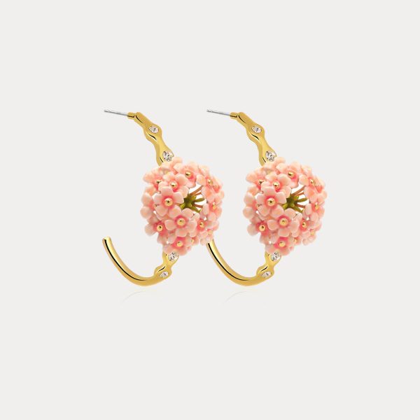 Pink Verbena Hoops Earrings Cheap