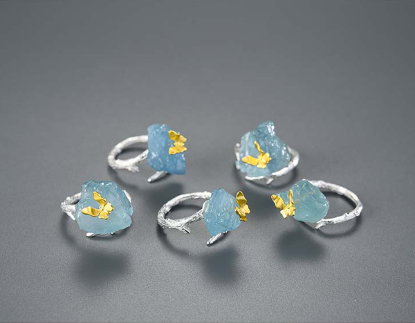 Aquamarine Butterfly Ring For Discount