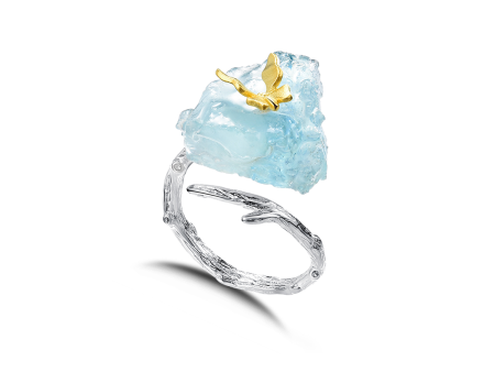 Aquamarine Butterfly Ring For Discount