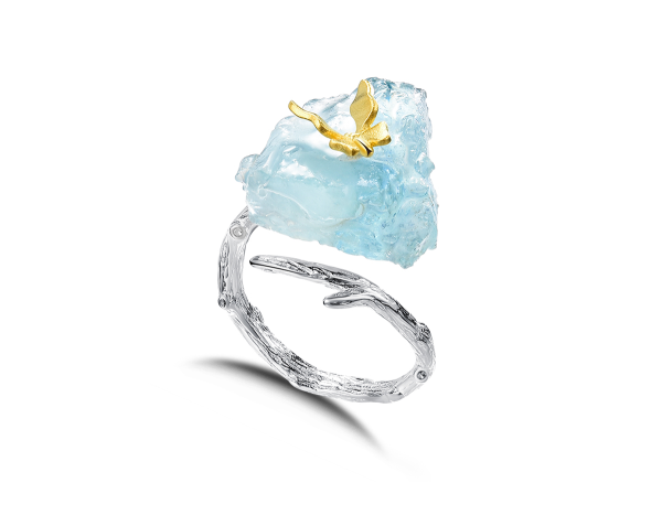 Aquamarine Butterfly Ring For Discount