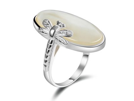 Oval Mother of Pearl Dragonfly Ring Fashion