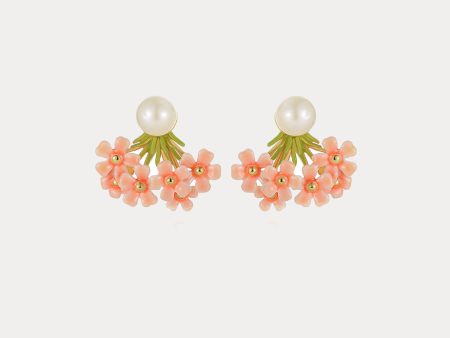 Pink Verbena Ear Jacket Earrings Supply