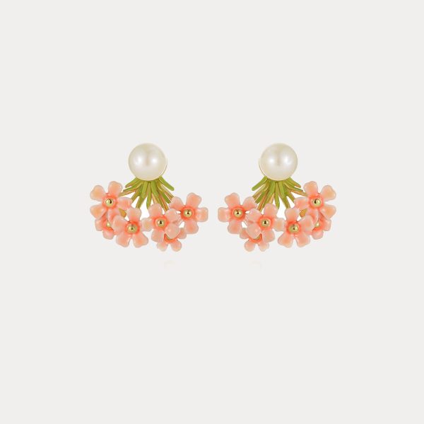 Pink Verbena Ear Jacket Earrings Supply