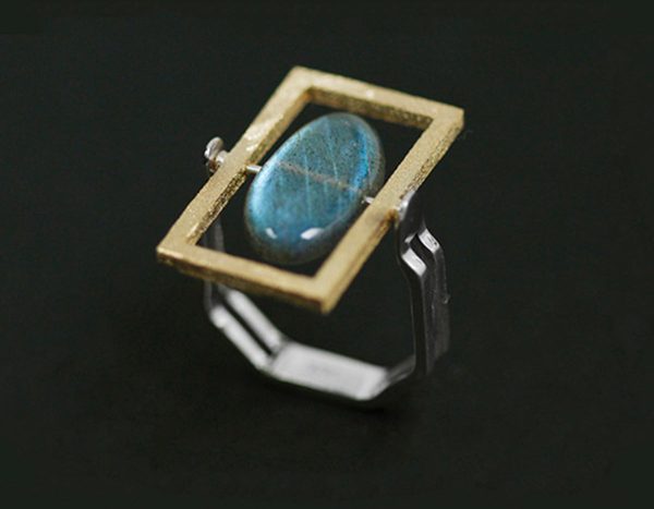 Rotatable Labradorite Ring For Cheap