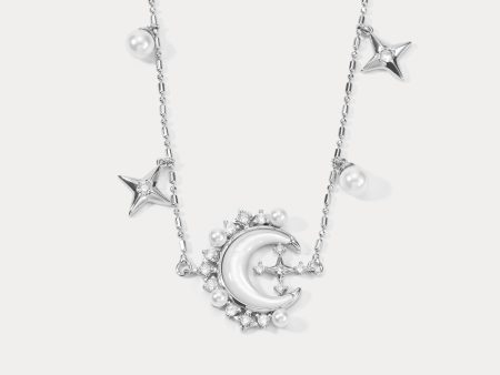 Moon and Star Necklace For Sale