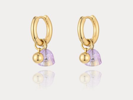 Amethyst Huggie Earrings on Sale