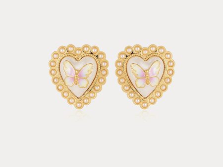 Butterfly Heart Stud Earrings For Cheap