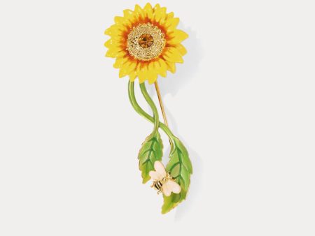 Sunflower & Bee Brooch on Sale