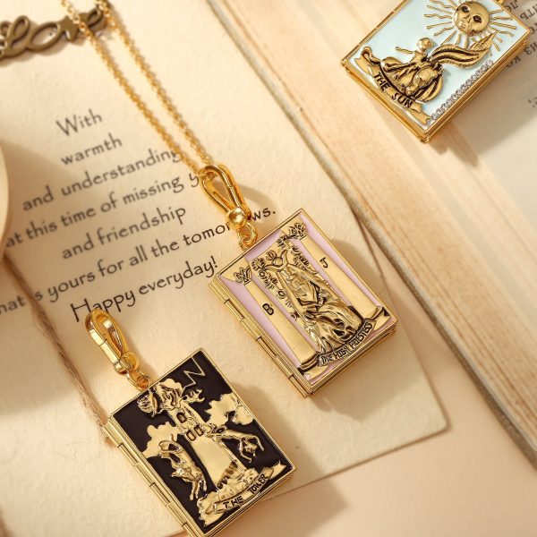 Tarot Locket Necklace-The Tower Hot on Sale