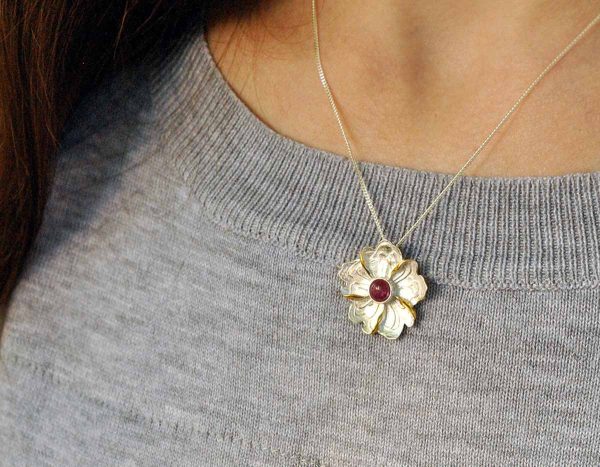 Peony Flower Pendant For Sale