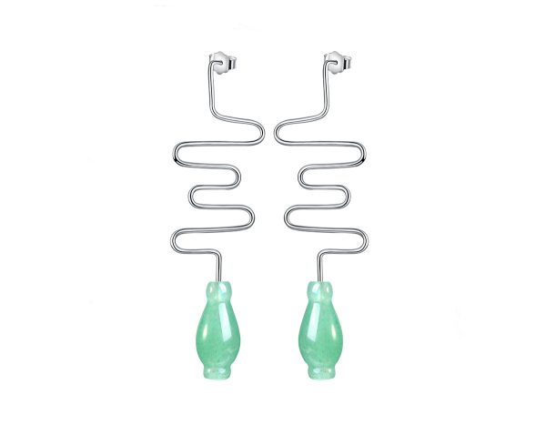 Aventurine Vase Earring For Sale