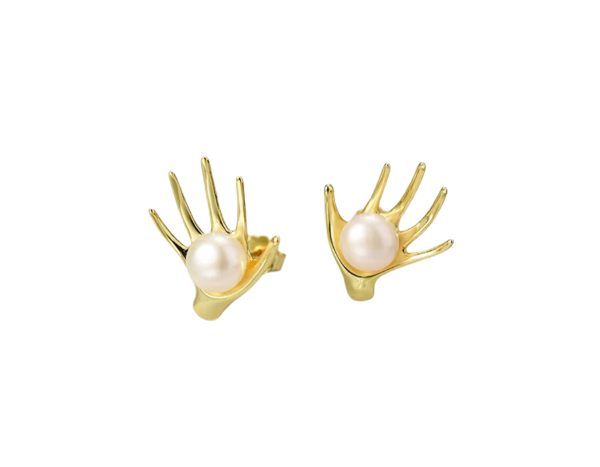 Pearls in Hands Stud Earrings For Discount