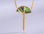 Mother of Pearl Oriental Fan Necklace For Discount