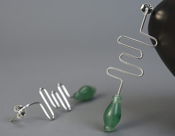 Aventurine Vase Earring For Sale