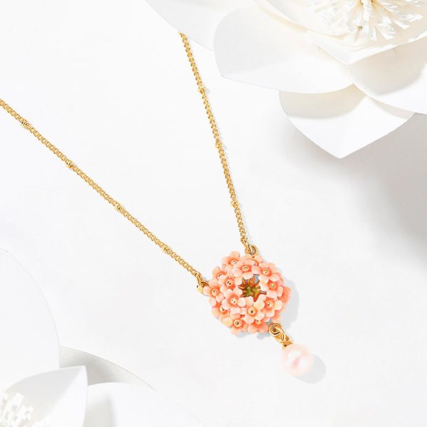 Pink Verbena Necklace For Sale