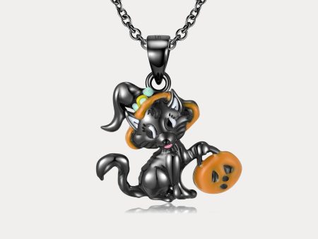 Black Cat Halloween Necklace For Discount