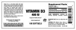 Vitamin Source Vitamin D3 400 IU 100 Softgels on Sale