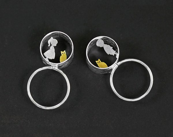 Boy and Girl Meets Cat Ring For Discount