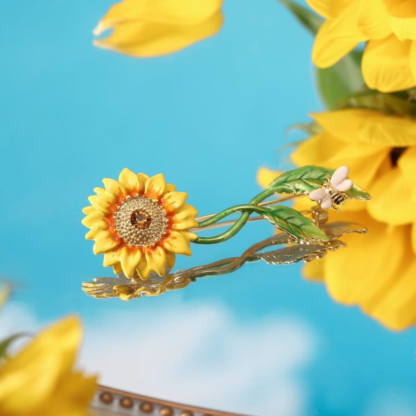 Sunflower & Bee Brooch on Sale