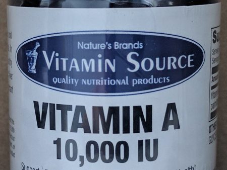 Vitamin Source Vitamin A 10,000 IU 100 Softgels Supply