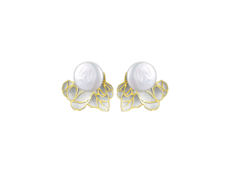 Pearl Leaves Stud Earrings Sale