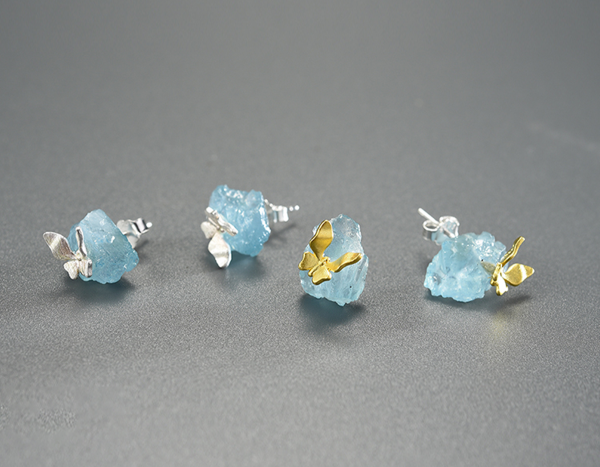 Aquamarine Butterfly Stud Earring Supply