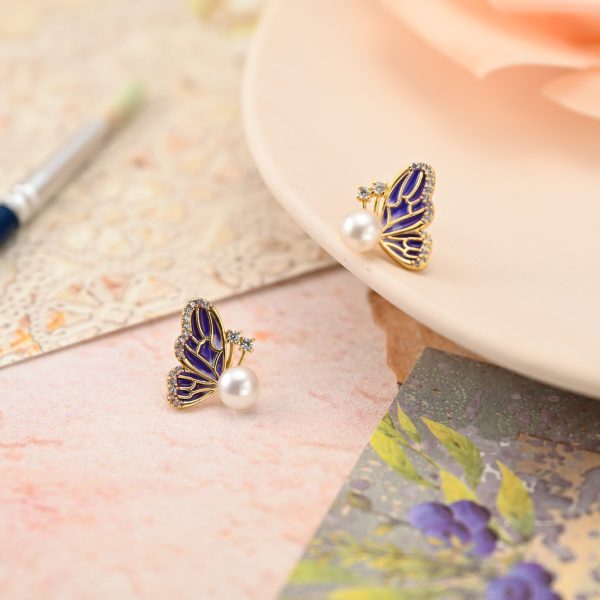 Butterfly Pearl Earrings Cheap