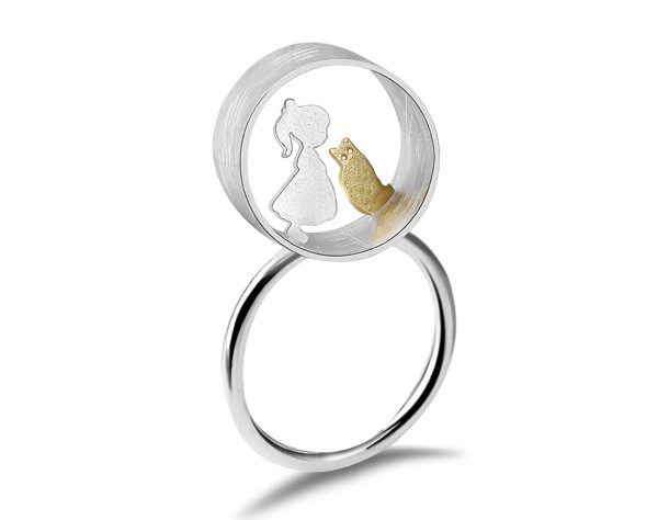 Boy and Girl Meets Cat Ring For Discount