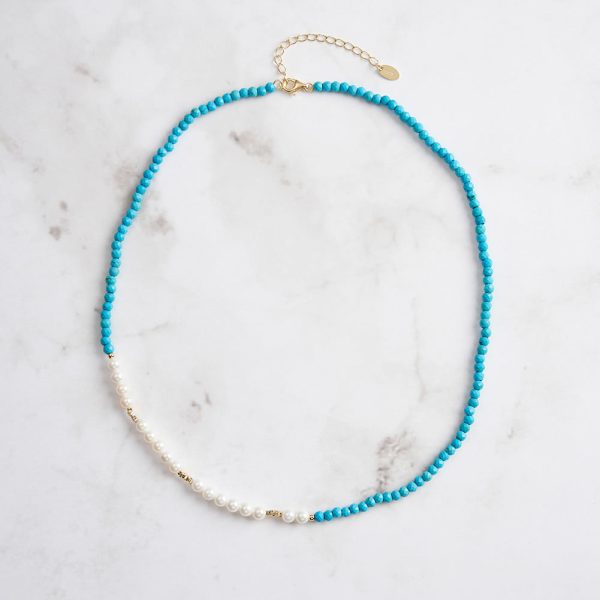 Turquoise Pearl Seed Bead Necklace Discount