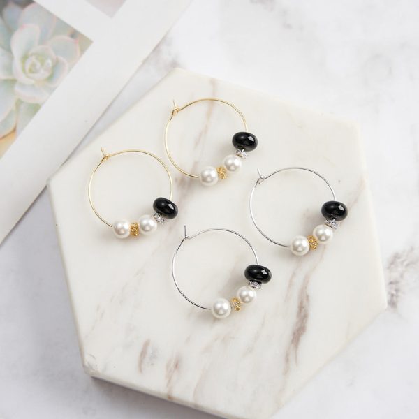 Pearl Agate Hoop Earrings Online