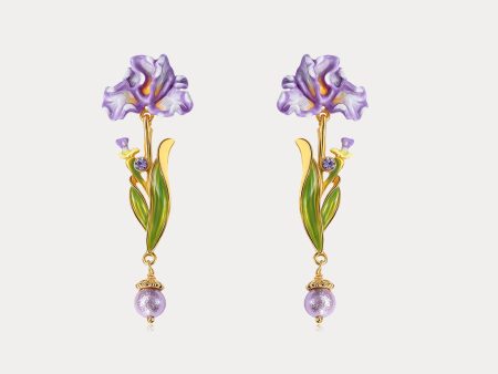 Iris Flower Drop Earrings Online now