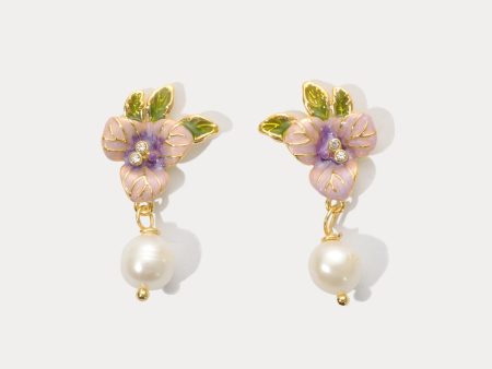 Pansy Flower Earrings For Sale