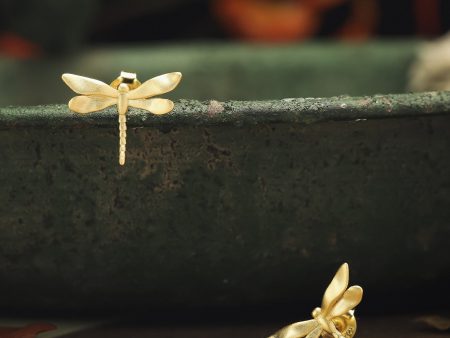 Golden Dragonfly Earrings For Sale