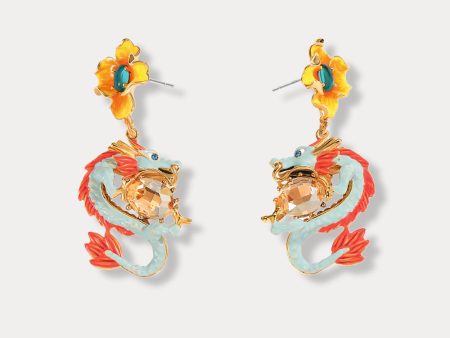 Zodiac Dragon Wintersweet Earrings For Cheap